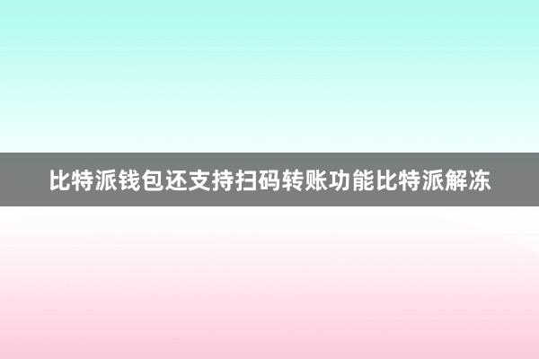 比特派钱包还支持扫码转账功能比特派解冻