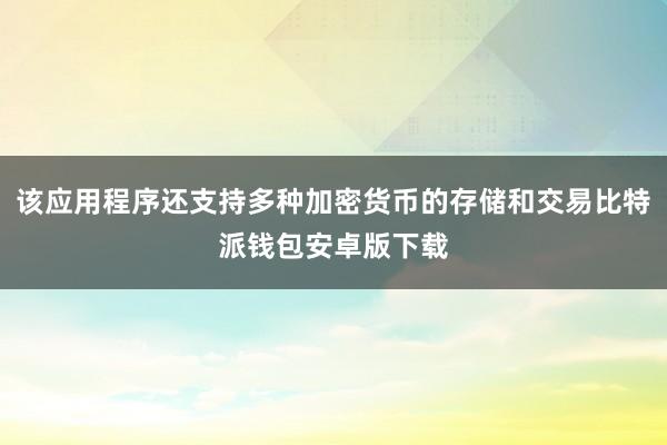 该应用程序还支持多种加密货币的存储和交易比特派钱包安卓版下载