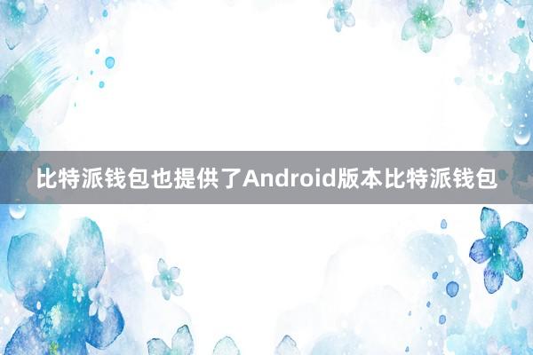 比特派钱包也提供了Android版本比特派钱包