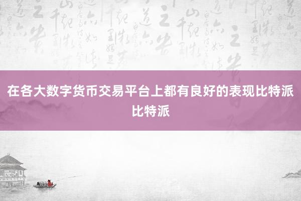 在各大数字货币交易平台上都有良好的表现比特派比特派