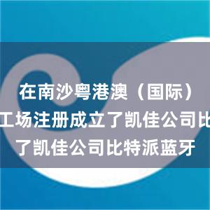 在南沙粤港澳（国际）青年创新工场注册成立了凯佳公司比特派蓝牙